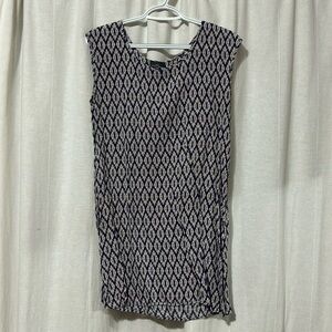 Diamond pattern blue and grey dress